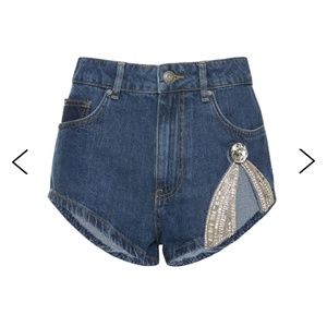 Area Deco Bow Denim Shorts